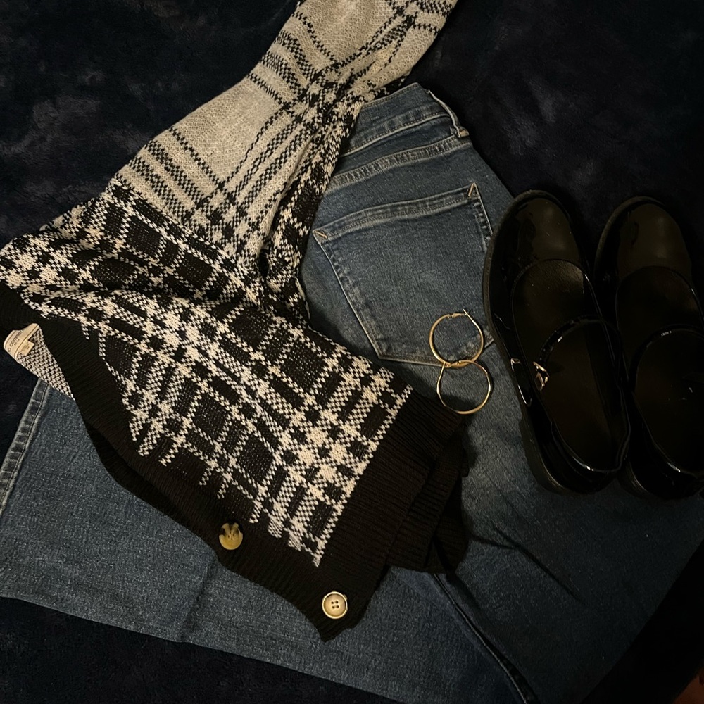 Plaid Tweed Cardigan